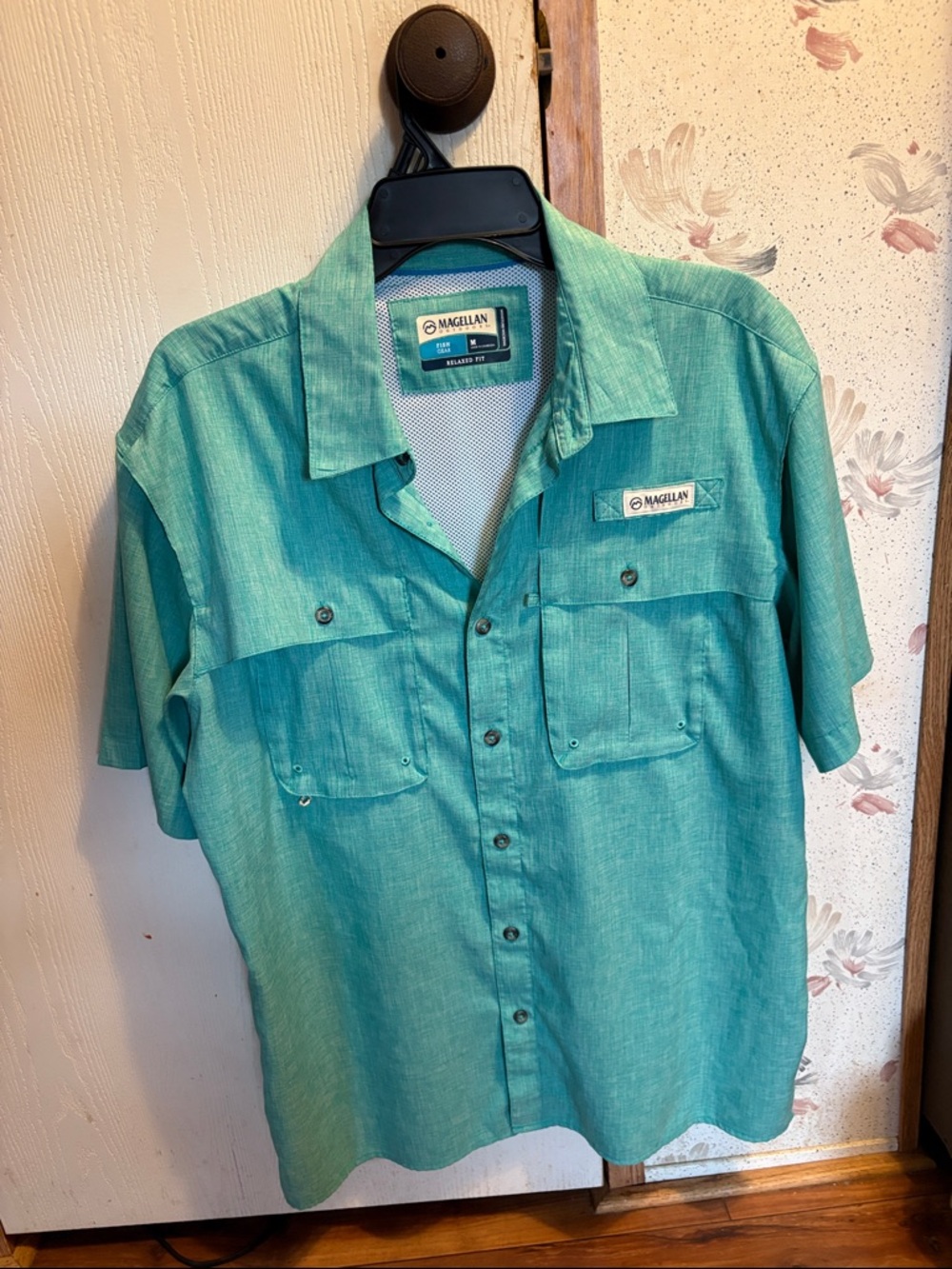 Magellan Outdoors Men's Short-Sleeve Teal Fishing Shirt